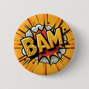 Comic Book Exclamations Bam Text 2 Inch Round Button