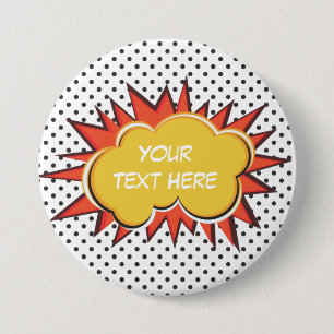 Comic Book Explosion Custom Text Bubble 3 Inch Round Button
