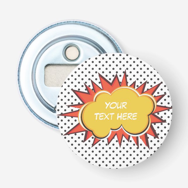 Comic Book Explosion Custom Text Bubble Bottle Opener (Front)