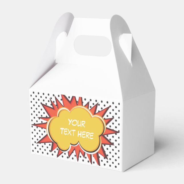 Comic Book Explosion Custom Text Bubble Favor Box (Front Side)