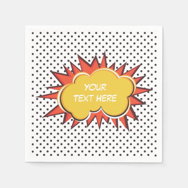 Comic Book Explosion Custom Text Bubble Napkin (Front)