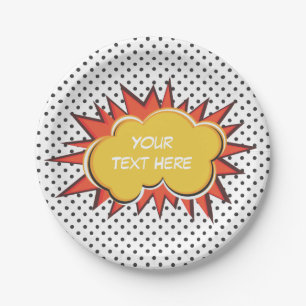 Comic Book Explosion Custom Text Bubble Paper Plate