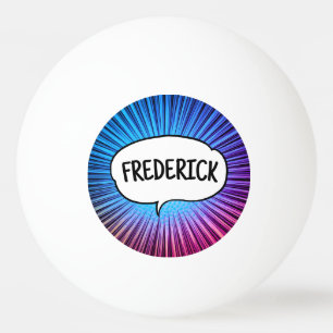 Comic book explosion personalized name trendy ping pong ball
