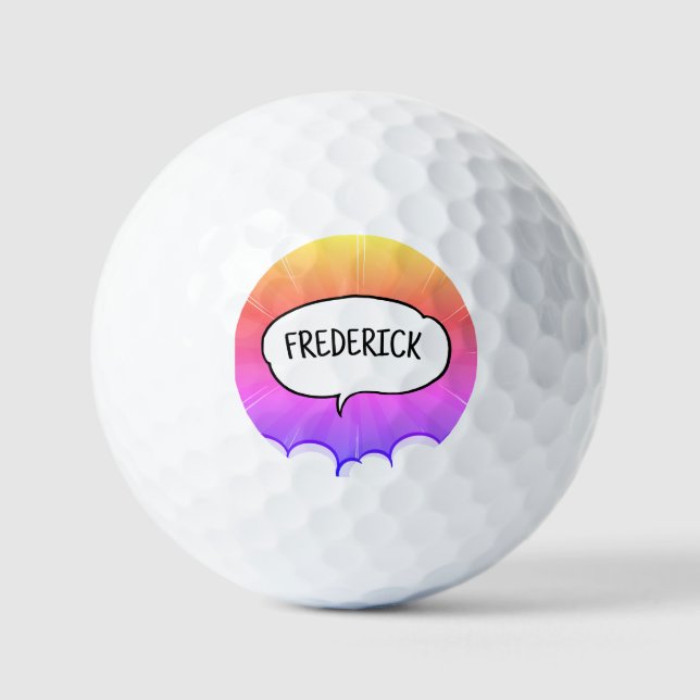 Comic book funny personalized name trendy  golf balls (Front)
