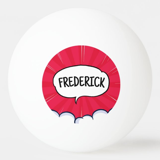 Comic book funny personalized name trendy  ping pong ball (Front)