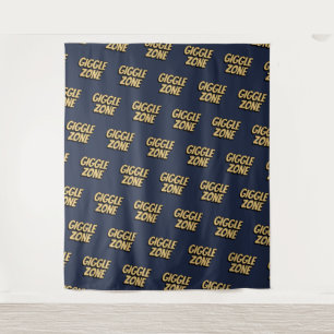 Comic Book Giggle Zone Text Navy Photo Backdrop Tapestry