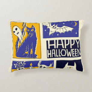 Comic Book Halloween Illustration Accent Pillow