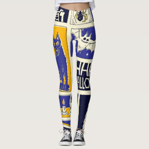 Comic Book Halloween Illustration Leggings