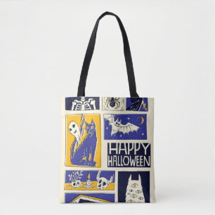 Comic Book Halloween Illustration Tote Bag