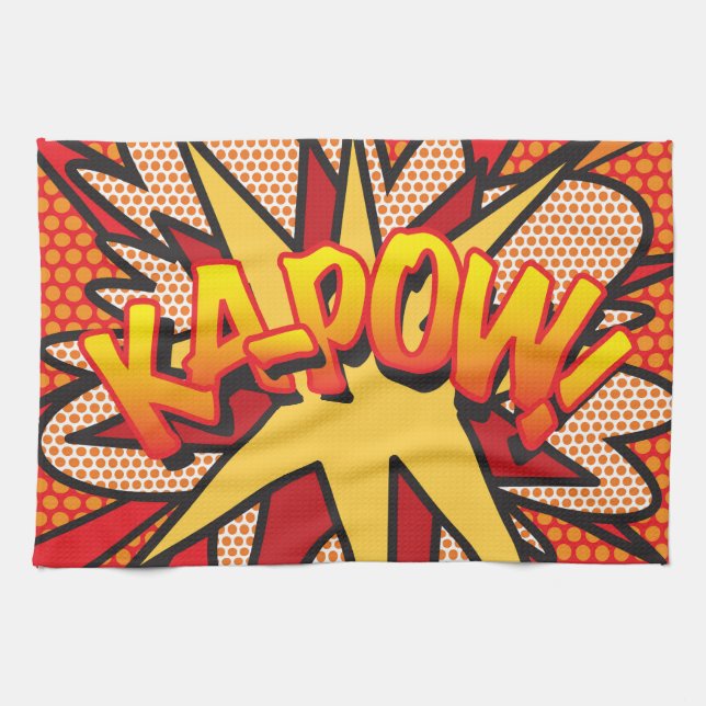 Comic Book KA-POW Fun Modern Typography Kitchen Towel (Horizontal)