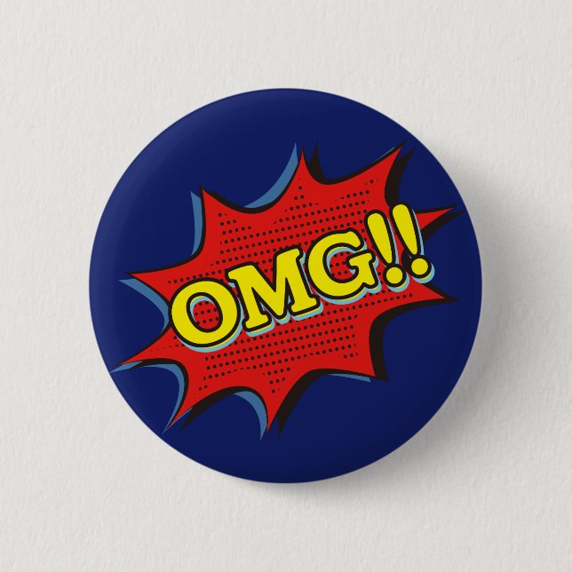 Comic Book OMG Exclamation Speech Bubble 2 Inch Round Button (Front)