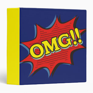 Comic Book OMG Exclamation Speech Bubble Blue Binder