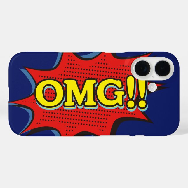 Comic Book OMG Exclamation Speech Bubble Blue Case-Mate iPhone Case (Back (Horizontal))