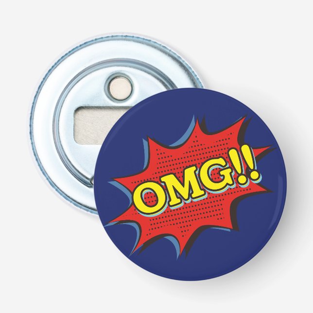 Comic Book OMG Exclamation Speech Bubble Bottle Opener (Front)