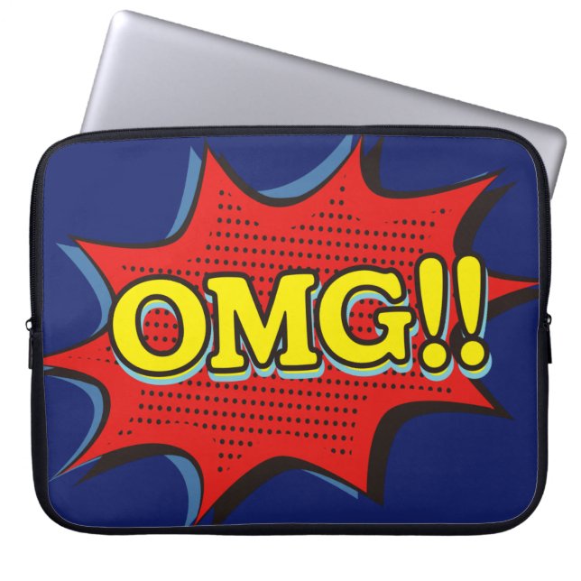 Comic Book OMG Exclamation Speech Bubble Laptop Sleeve (Front)