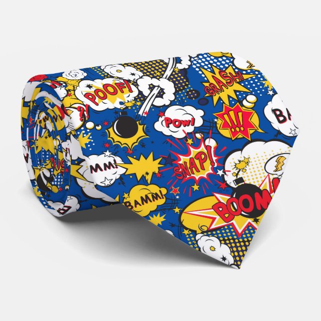 Comic Book Pattern Tie (Rolled)