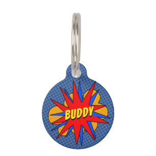 Comic Book Personalized Dog Name Dog Tag