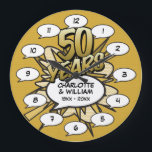 Comic Book Pop Art 50th Golden Anniversary Large Clock<br><div class="desc">Personalise with your names and 50th-anniversary details. A cool,  trendy and fun design that puts,  even more,  wham,  zap,  pow into a special golden anniversary celebration.</div>