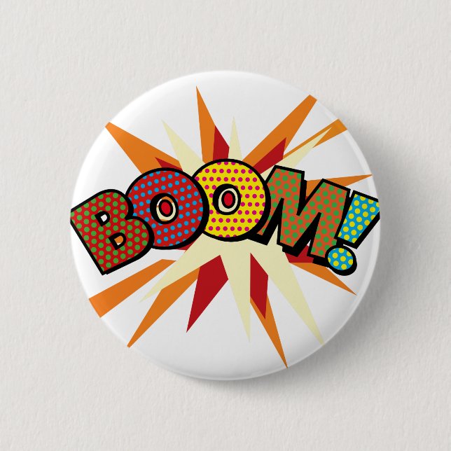 Comic Book Pop Art BOOM! 2 Inch Round Button (Front)