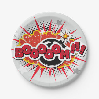 Comic Book Pop Art Boom Explosion Paper Plate