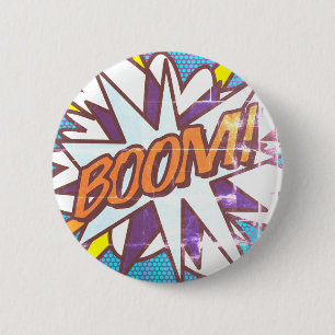 Comic Book Pop Art BOOM! Retro 2 Inch Round Button