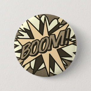 Comic Book Pop Art BOOM! Vintage 2 Inch Round Button