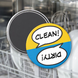 Comic Book Pop Art Dishwasher Clean Dirty Magnet