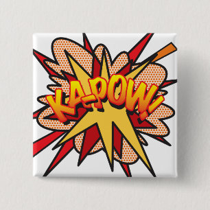 Comic Book Pop Art KA-POW! 2 Inch Square Button