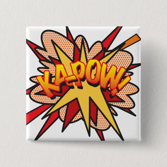 Comic Book Pop Art KA-POW! 2 Inch Square Button (Front)