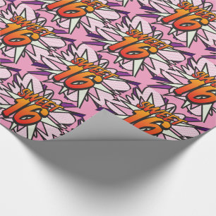 Comic Book Pop Art Pink SWEET 16 BIRTHDAY Wrapping Paper