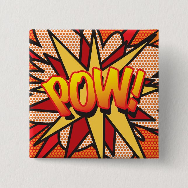 Comic Book Pop Art POW! 2 Inch Square Button (Front)