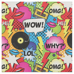 Comic Book Pop Art Retro Cartoon Pattern Fabric
