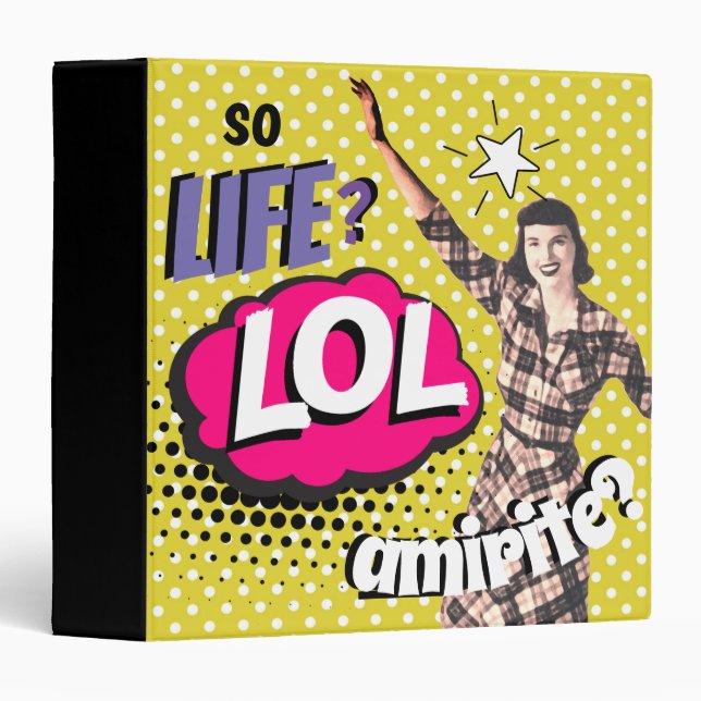 Comic Book Pop Art Retro Lady Funny Binder (Front/Spine)