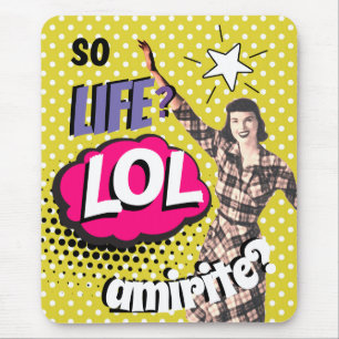 Comic Book Pop Art Retro Lady Funny Mouse Pad
