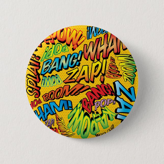 Comic Book Pop Art Sounds 2 Inch Round Button (Front)