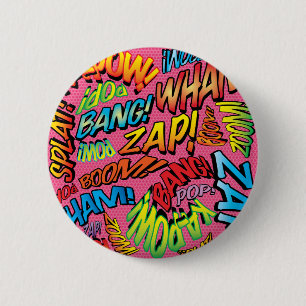 Comic Book Pop Art Sounds 2 Inch Round Button