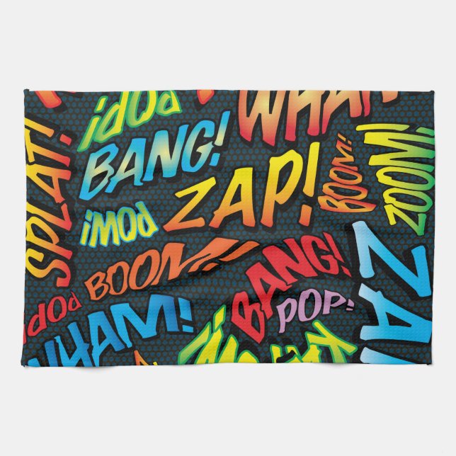 Comic Book Pop Art Sounds Kitchen Towel (Horizontal)