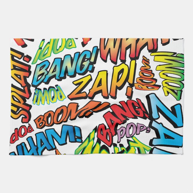 Comic Book Pop Art Sounds Kitchen Towel (Horizontal)