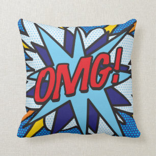 Comic Book Pop Art SPLAT! OMG! Throw Pillow