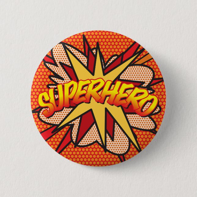 Comic Book Pop Art SUPERHERO 2 Inch Round Button (Front)