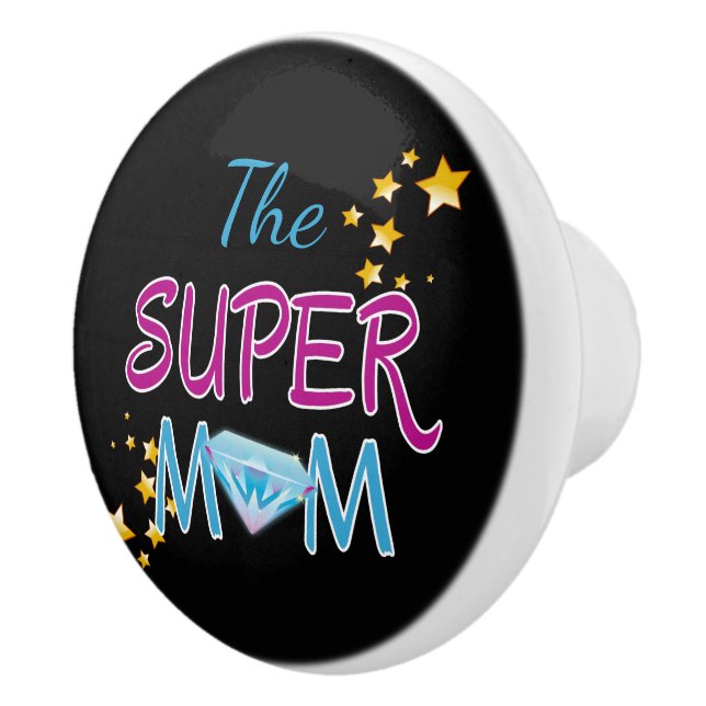 Comic Book Pop Art Superhero Mom Mother's Day Ceramic Knob (Right)