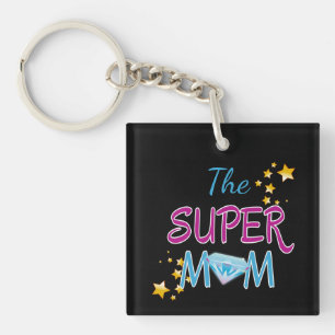 Comic Book Pop Art Superhero Mom Mother's Day Keychain