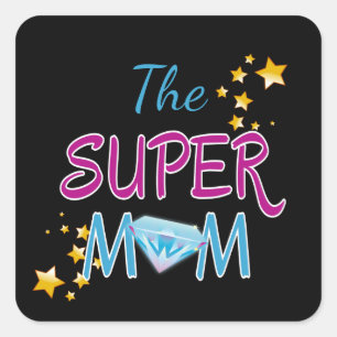 Comic Book Pop Art Superhero Mom Mother's Day Square Sticker