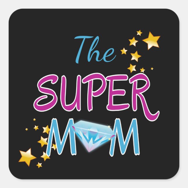 Comic Book Pop Art Superhero Mom Mother's Day Square Sticker (Front)