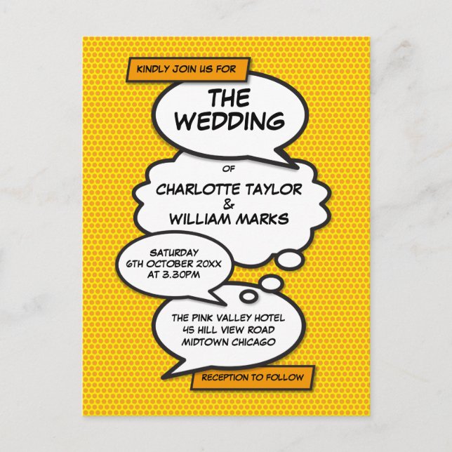 Comic Book Pop Art Wedding Invitation (Front)