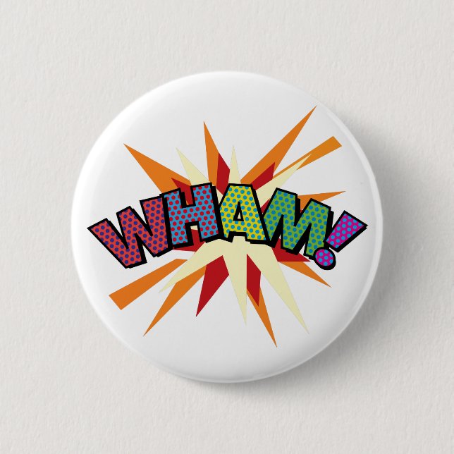Comic Book Pop Art WHAM! 2 Inch Round Button (Front)