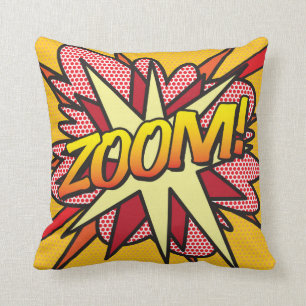 Comic Book Pop Art ZOOM! Throw Pillow
