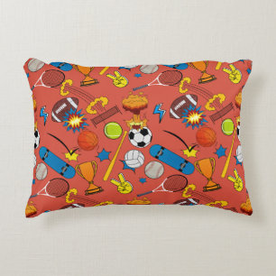 Comic Book Retro Sports Athletic Balls Accent Pillow