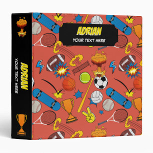 Comic Book Retro Sports Athletic Balls Binder