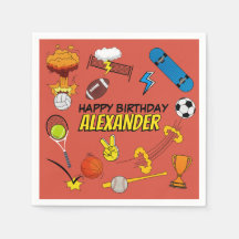 Comic Book Retro Sports Athletic Balls Birthday